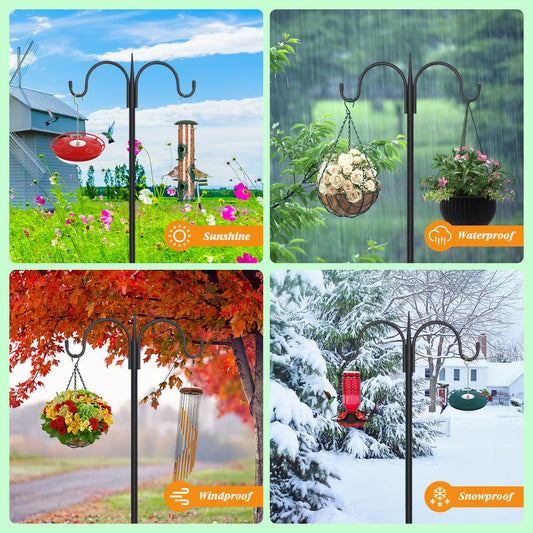 Adjustable Double Shepherds Hook for Outdoor | 63-92 Inch