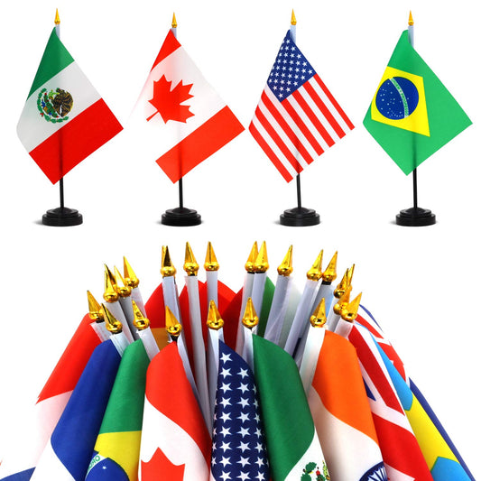 🚩 2026 World Cup Mini Desk Flag Set (Y-Stand) | Fan Office Decor 🖥️⚽