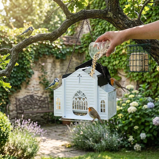 🌟Flash Sale-50% Off!🌟Solar Bird Feeder That Glows at Night 🐦| Church-Shaped✝️
