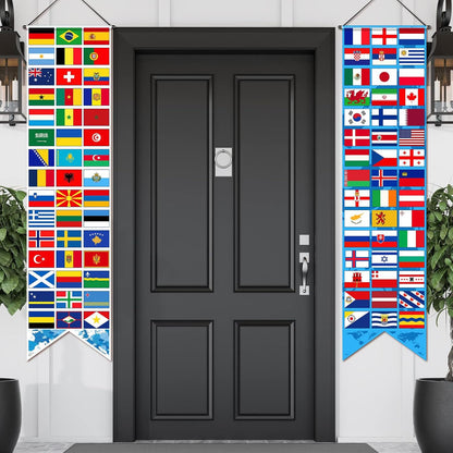 ⚽ World Flags Front Door Signs 🎉 Ultimate Soccer Tournament Banners & Watch Party Decorations 🍻