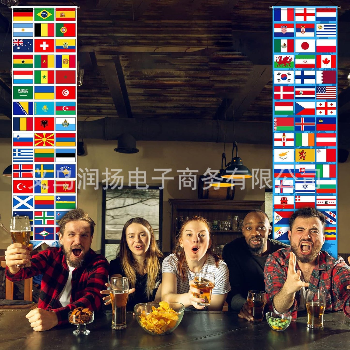 ⚽ World Flags Front Door Signs 🎉 Ultimate Soccer Tournament Banners & Watch Party Decorations 🍻