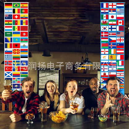 ⚽ World Flags Front Door Signs 🎉 Ultimate Soccer Tournament Banners & Watch Party Decorations 🍻