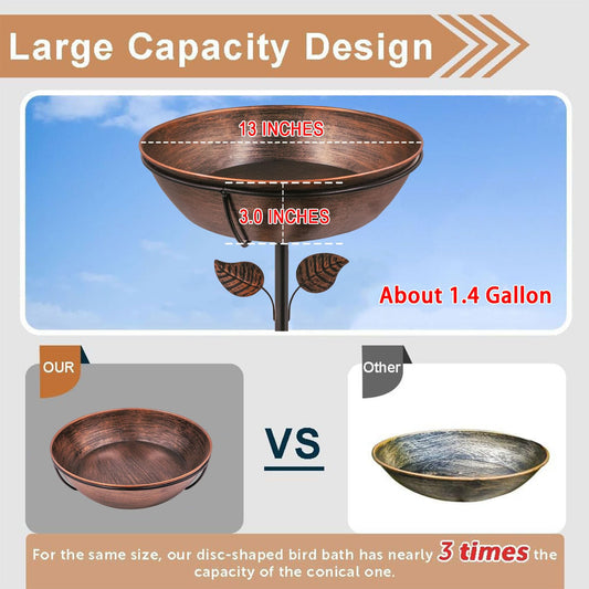 3" Deep Metal Bird Bath  Removable 13" Dia Bowl