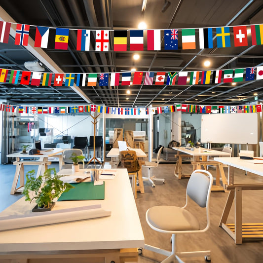 🌍 Extra Long Gameday String Flags Bunting (Up to 164FT) | USA & World Nations Banner 🏟️