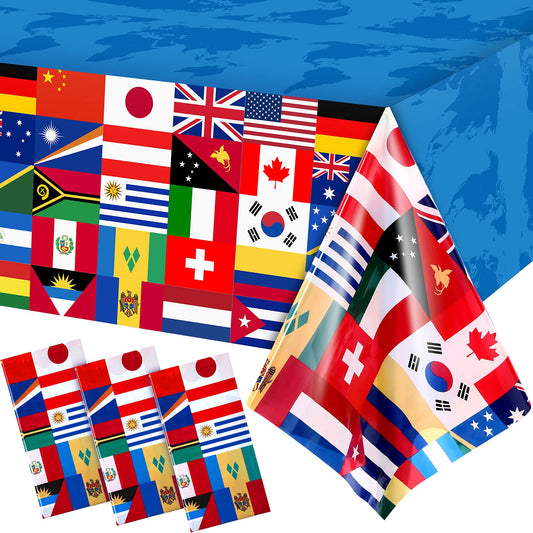 🌍 2026 World Cup International Flags Tablecloth | Gameday Party Table Cover ⚽