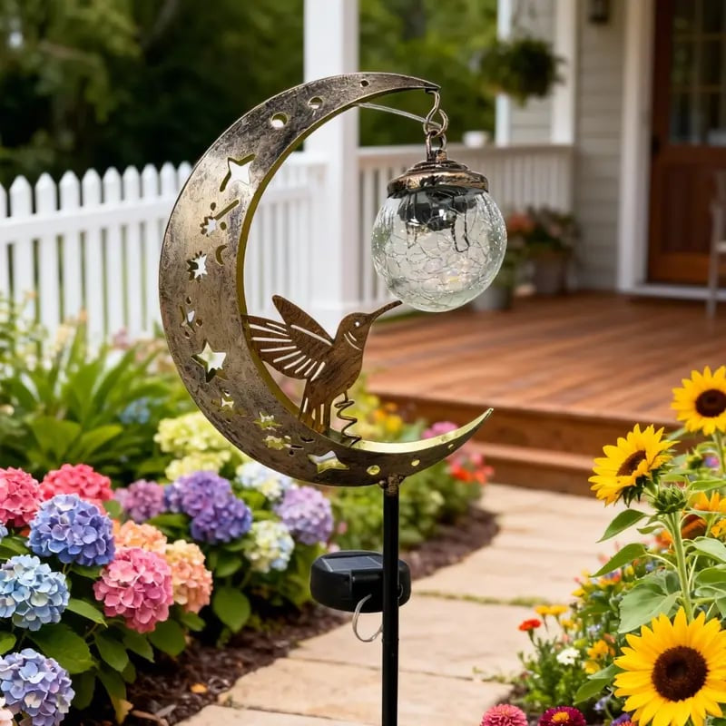 🌟Limited-time offer - 50% off🌟Hummingbird Moon Solar Garden Stake Light🌙✨