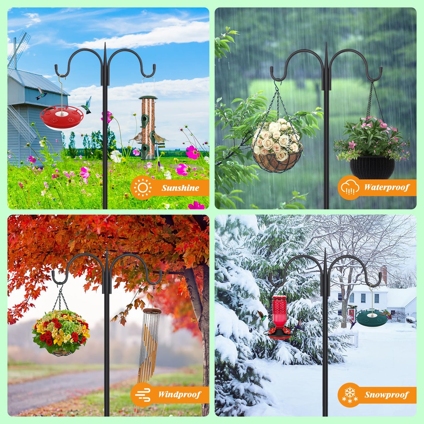 Adjustable Double Shepherds Hook for Outdoor | 63-92 Inch