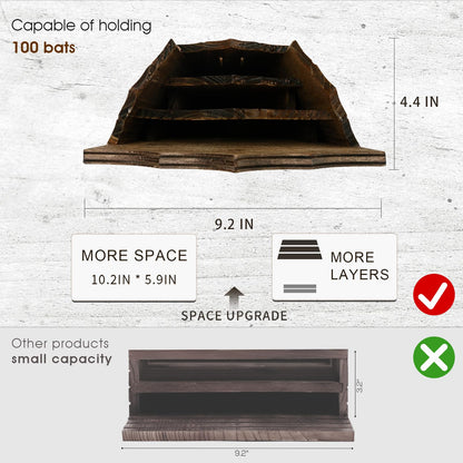 Wooden Castle Bat Houses for Outdoors, Large Three Chamber Box Perfectly Designed to Attract Bats