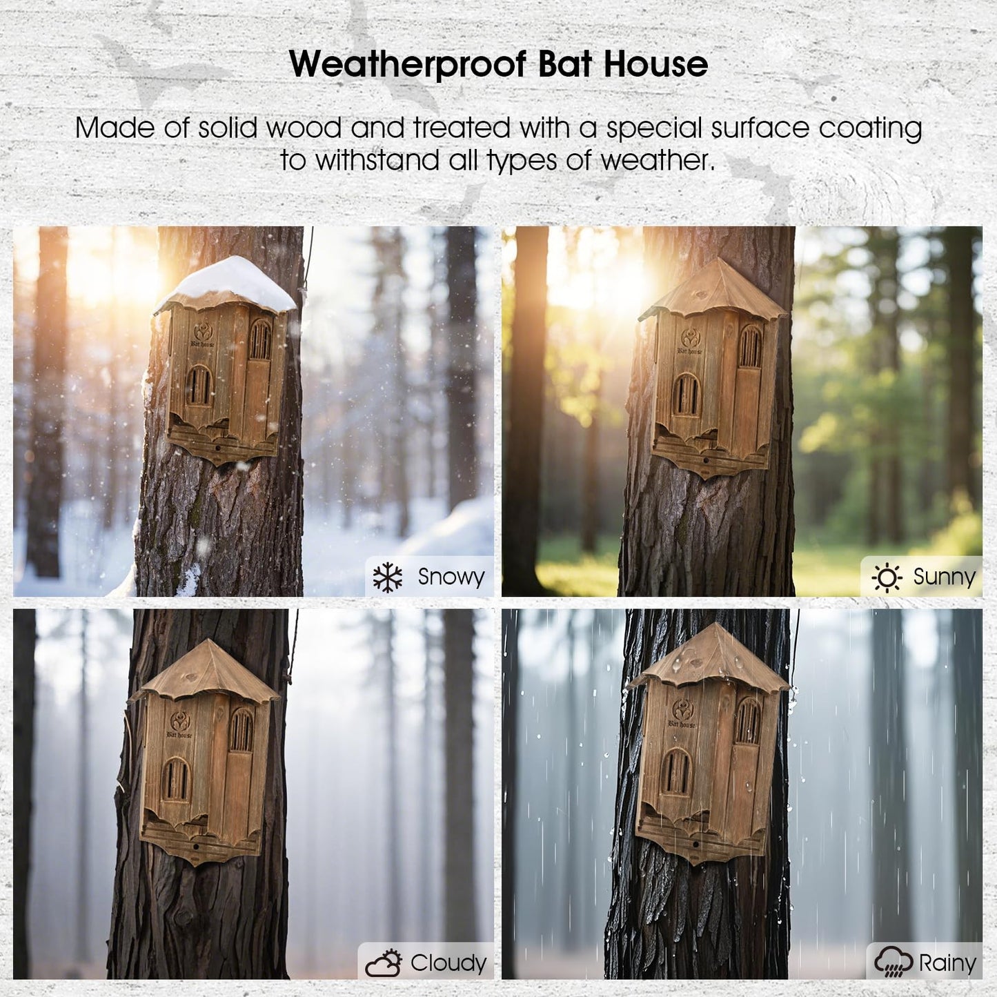 Wooden Castle Bat Houses for Outdoors, Large Three Chamber Box Perfectly Designed to Attract Bats