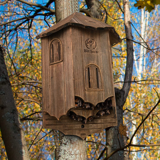 Wooden Castle Bat Houses for Outdoors, Large Three Chamber Box Perfectly Designed to Attract Bats