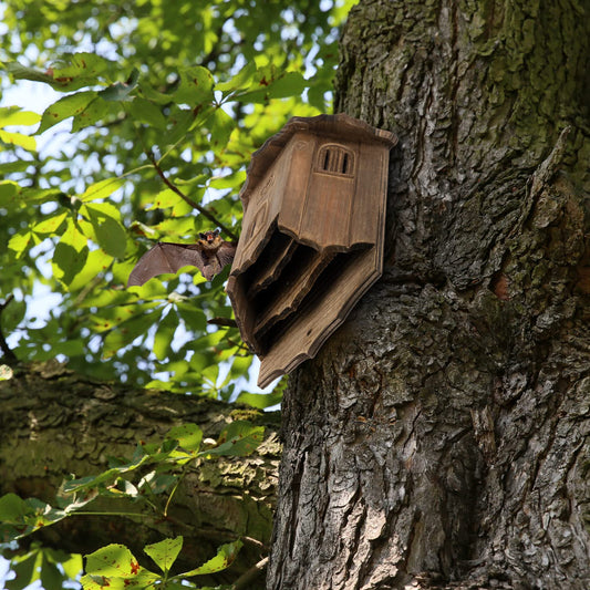 Wooden Castle Bat Houses for Outdoors, Large Three Chamber Box Perfectly Designed to Attract Bats
