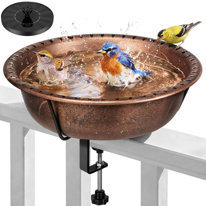 Deck Mounted Bird Bath with Solar Fountain
