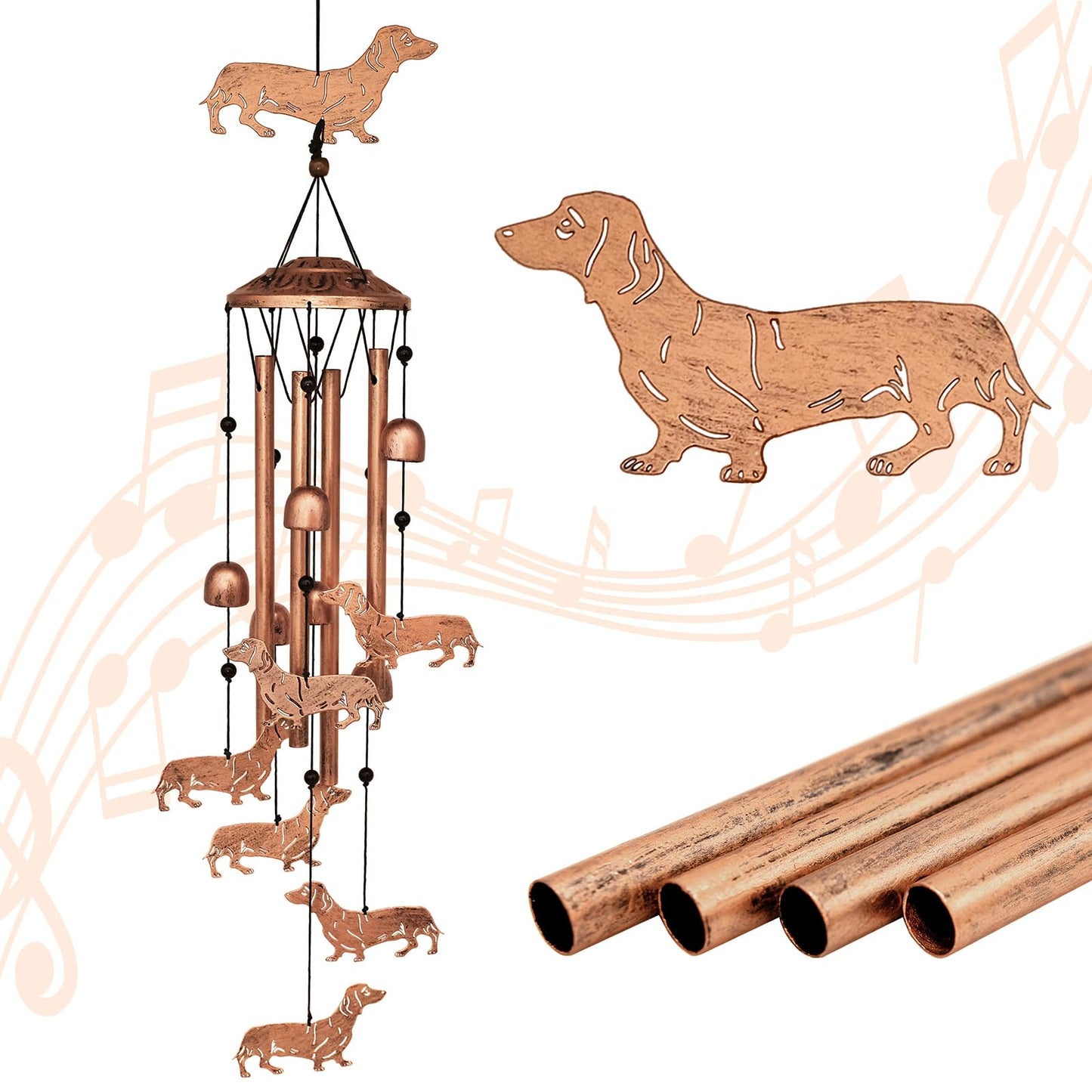 Handmade aluminum tube dachshund wind chimes🎐