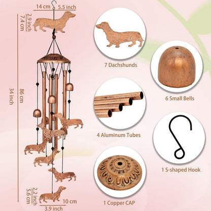 Handmade aluminum tube dachshund wind chimes🎐