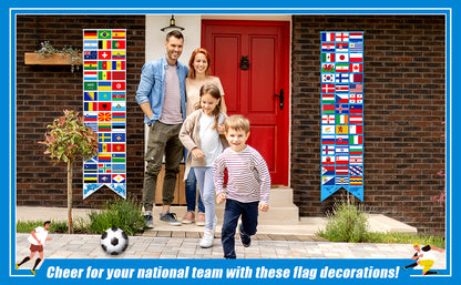 ⚽ World Flags Front Door Signs 🎉 Ultimate Soccer Tournament Banners & Watch Party Decorations 🍻