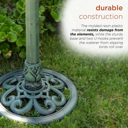 Alpine Corporation  Tall Outdoor Lotus Birdbath Yard Statue