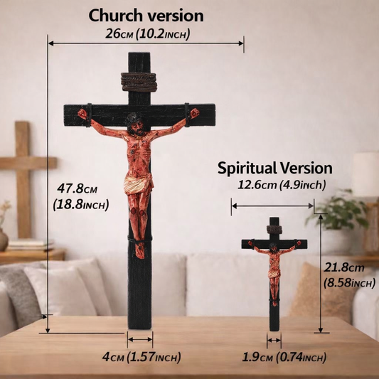 ✝️ Jesus Crucifix Statue – Hand-Painted Resin Christian Home Decor