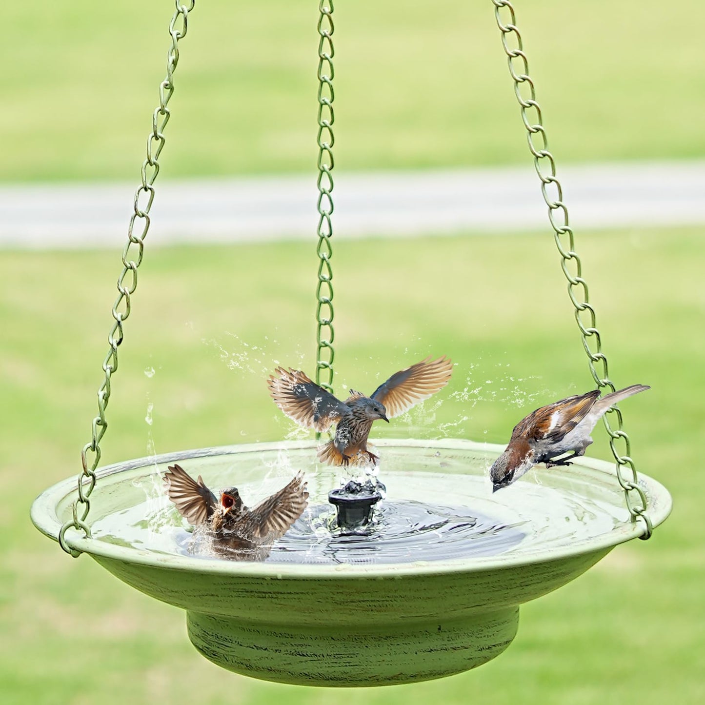 Solar Fountain Hanging Bird Bath, Metal Bird Bath Bubbler