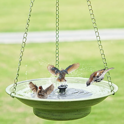 Solar Fountain Hanging Bird Bath, Metal Bird Bath Bubbler