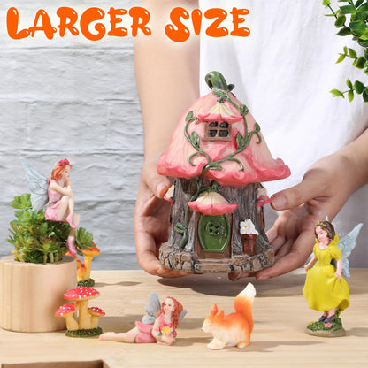 Soaoo 25 Pcs Fairy House Garden Figurines Kit Spring Garden Decor