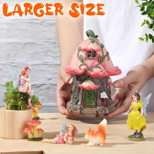 Soaoo 25 Pcs Fairy House Garden Figurines Kit Spring Garden Decor