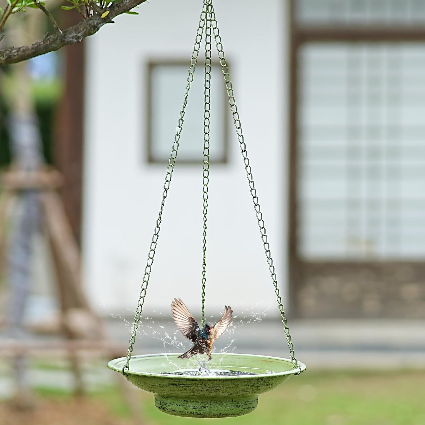 Solar Fountain Hanging Bird Bath, Metal Bird Bath Bubbler