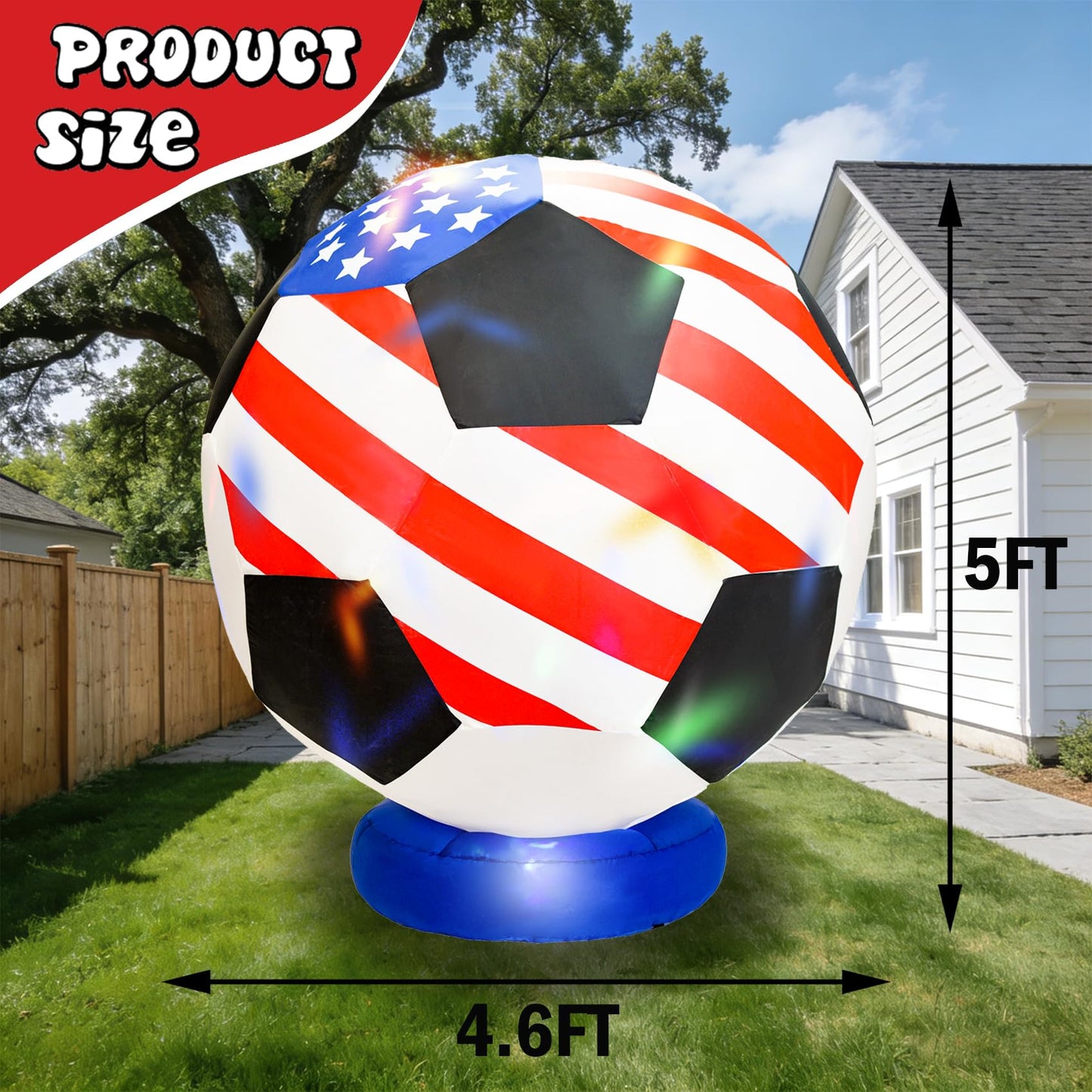 ⚽ Giant Inflatable Soccer Ball Yard Decoration with LEDs | 2026 Watch Party Prop 🏟️