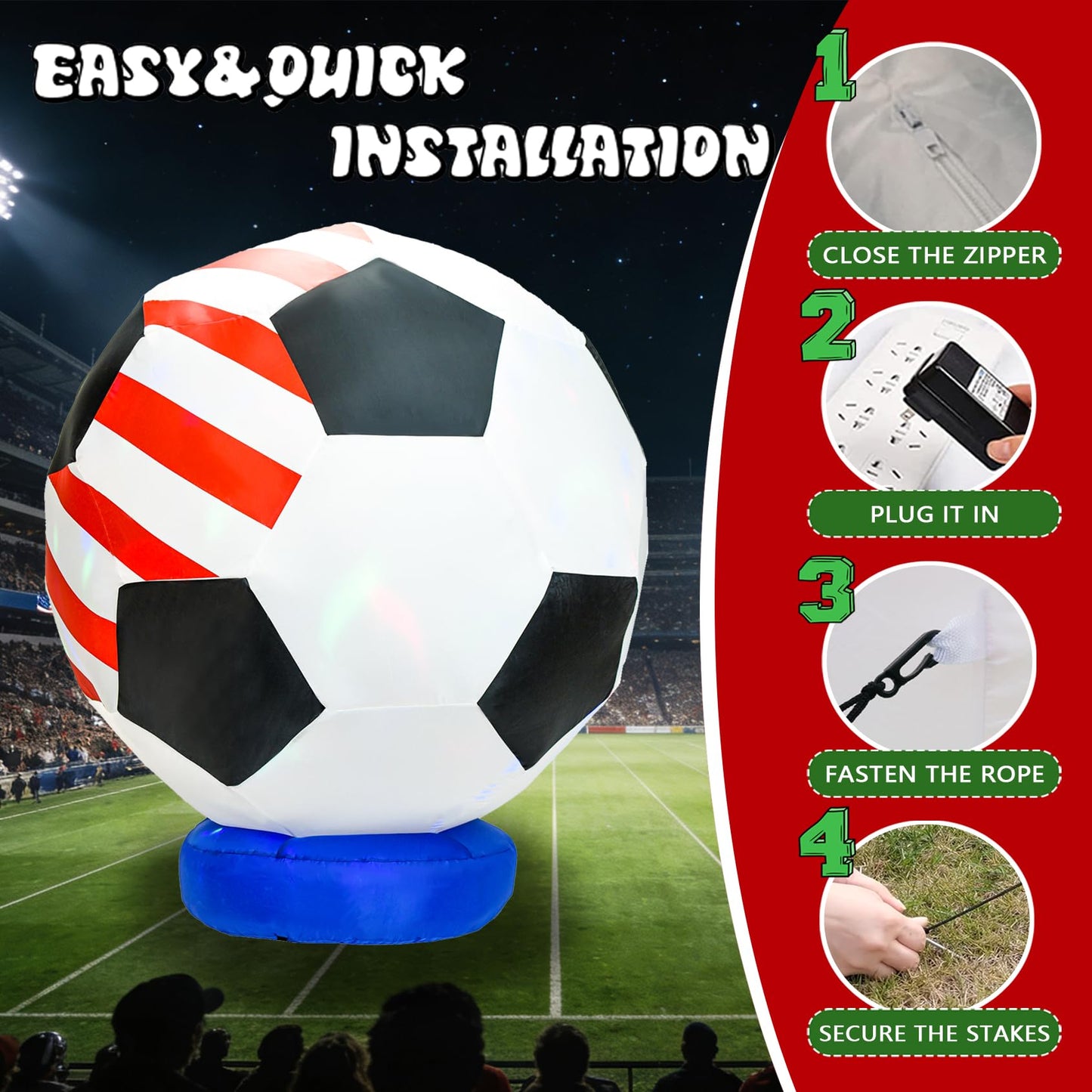 ⚽ Giant Inflatable Soccer Ball Yard Decoration with LEDs | 2026 Watch Party Prop 🏟️