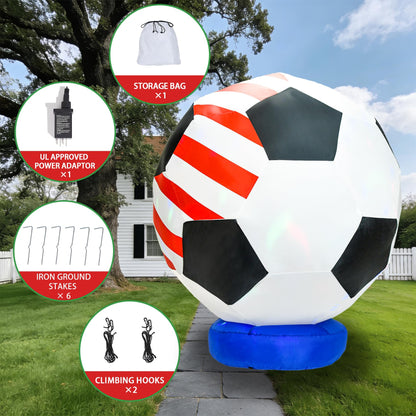 ⚽ Giant Inflatable Soccer Ball Yard Decoration with LEDs | 2026 Watch Party Prop 🏟️