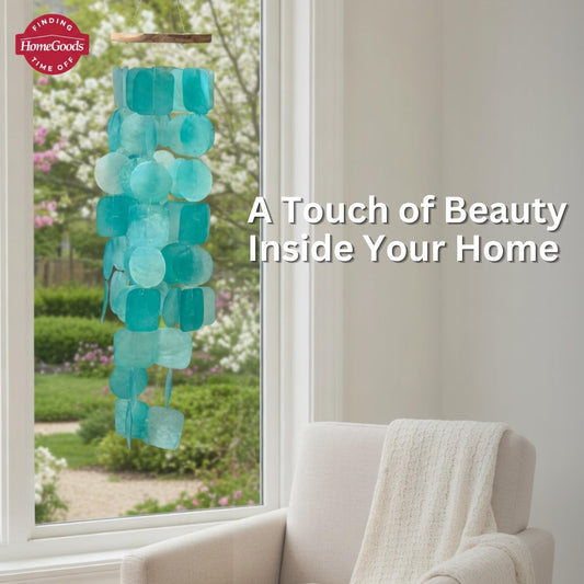 ✨ Artisan Hand-Finished Turquoise Shell | Capiz Shell Wind Chime