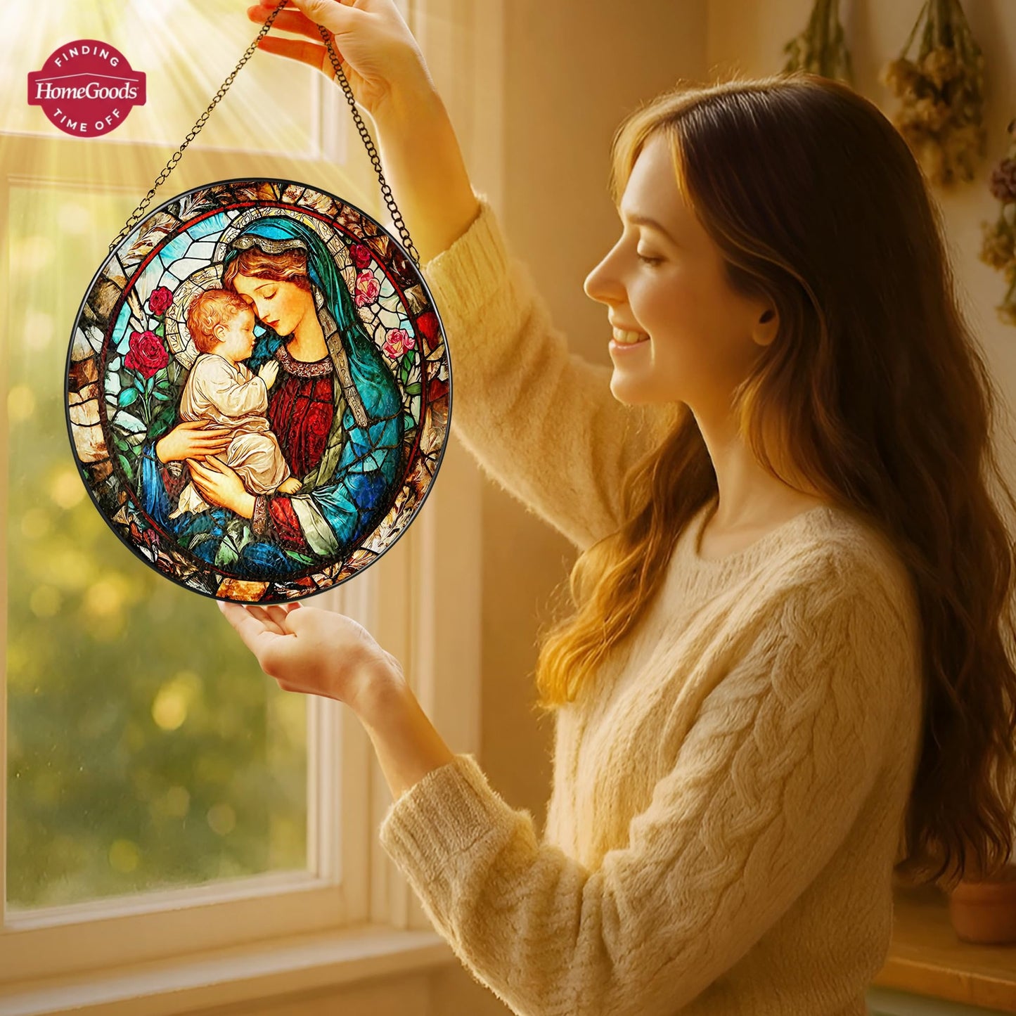 Divine Light: Blessed Virgin Mary Stained-Glass Suncatcher 🌅