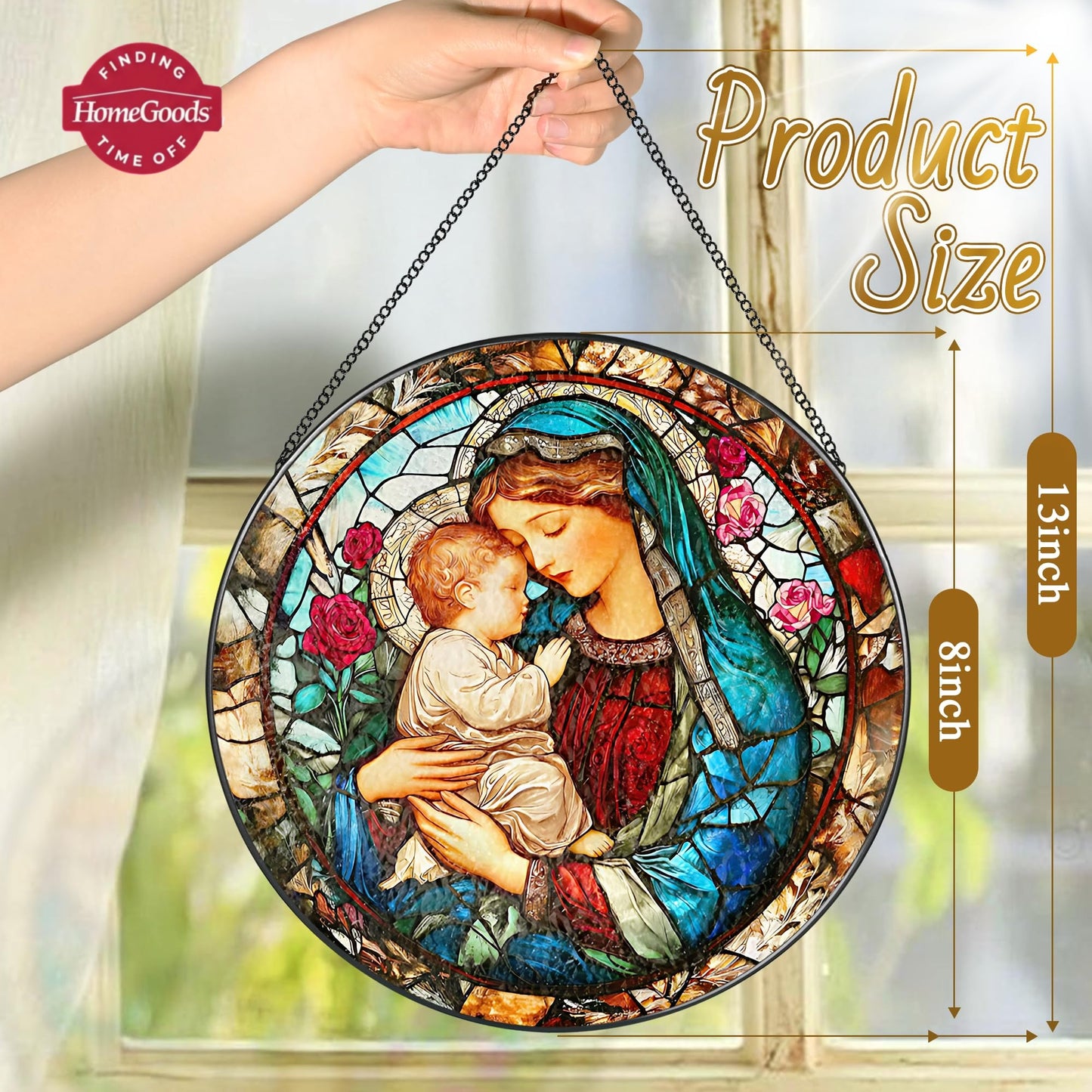 Divine Light: Blessed Virgin Mary Stained-Glass Suncatcher 🌅