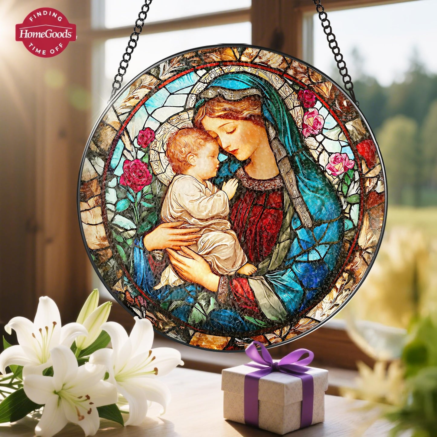 Divine Light: Blessed Virgin Mary Stained-Glass Suncatcher 🌅