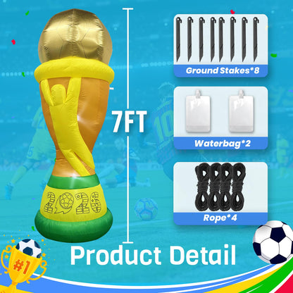 🏆 7FT Giant World Champion Trophy Inflatable | 2026 Lighted Gameday Yard Display 🌟