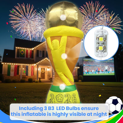 🏆 7FT Giant World Champion Trophy Inflatable | 2026 Lighted Gameday Yard Display 🌟