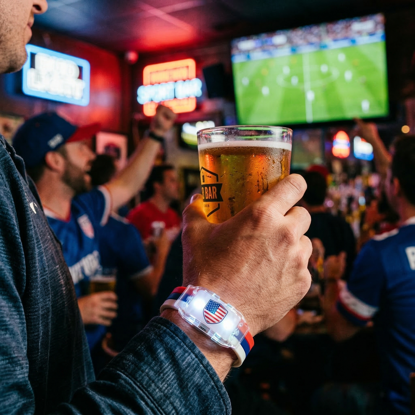 🇺🇸✨ Fans cheering with glowing national flag wristbands - USA Team 2026 World Cup ⚽