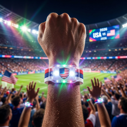 🇺🇸✨ Fans cheering with glowing national flag wristbands - USA Team 2026 World Cup ⚽