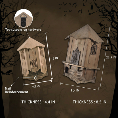 Wooden Castle Bat Houses for Outdoors, Large Three Chamber Box Perfectly Designed to Attract Bats