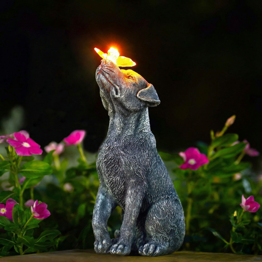 The Enchanted “Solar Pup & Butterfly” Garden Sculpture🐶